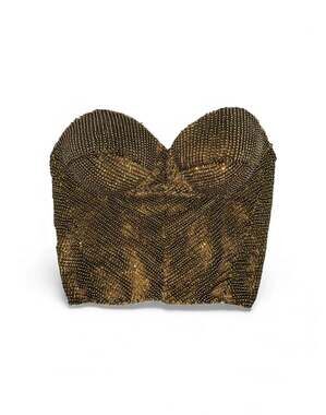 Retrofete Kala Sequin Bustier Bra Halter Top Corsette